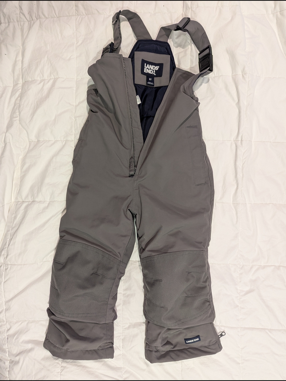 Lands' End Gray 3T Snow Pants with Adjustable Straps - Picture 1 of 1
